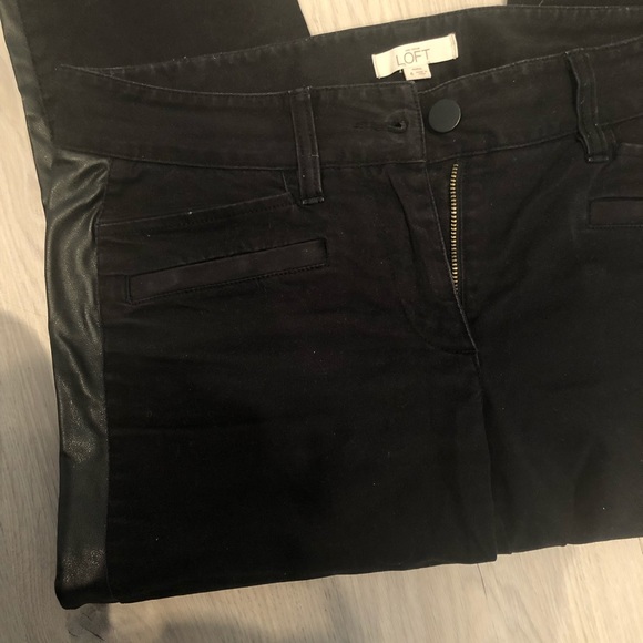 Ann Taylor Loft Skinny Pants Leather Stripe - Picture 5 of 6